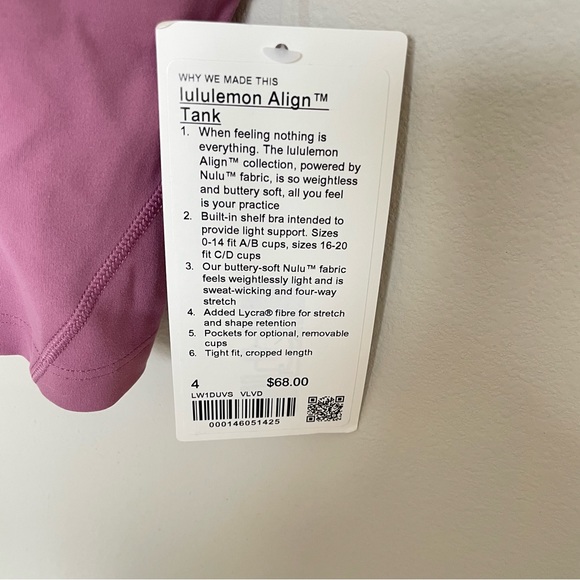 NWT Lululemon Align Tank Top Velvet Dust Size 4 - Picture 4 of 10